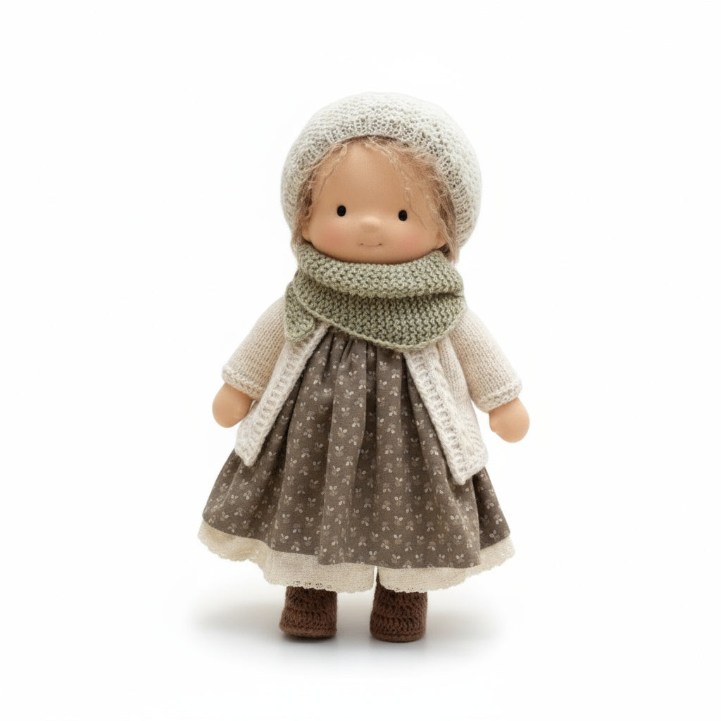 Muñeca Waldorf de algodón hecha a mano para juego creativo