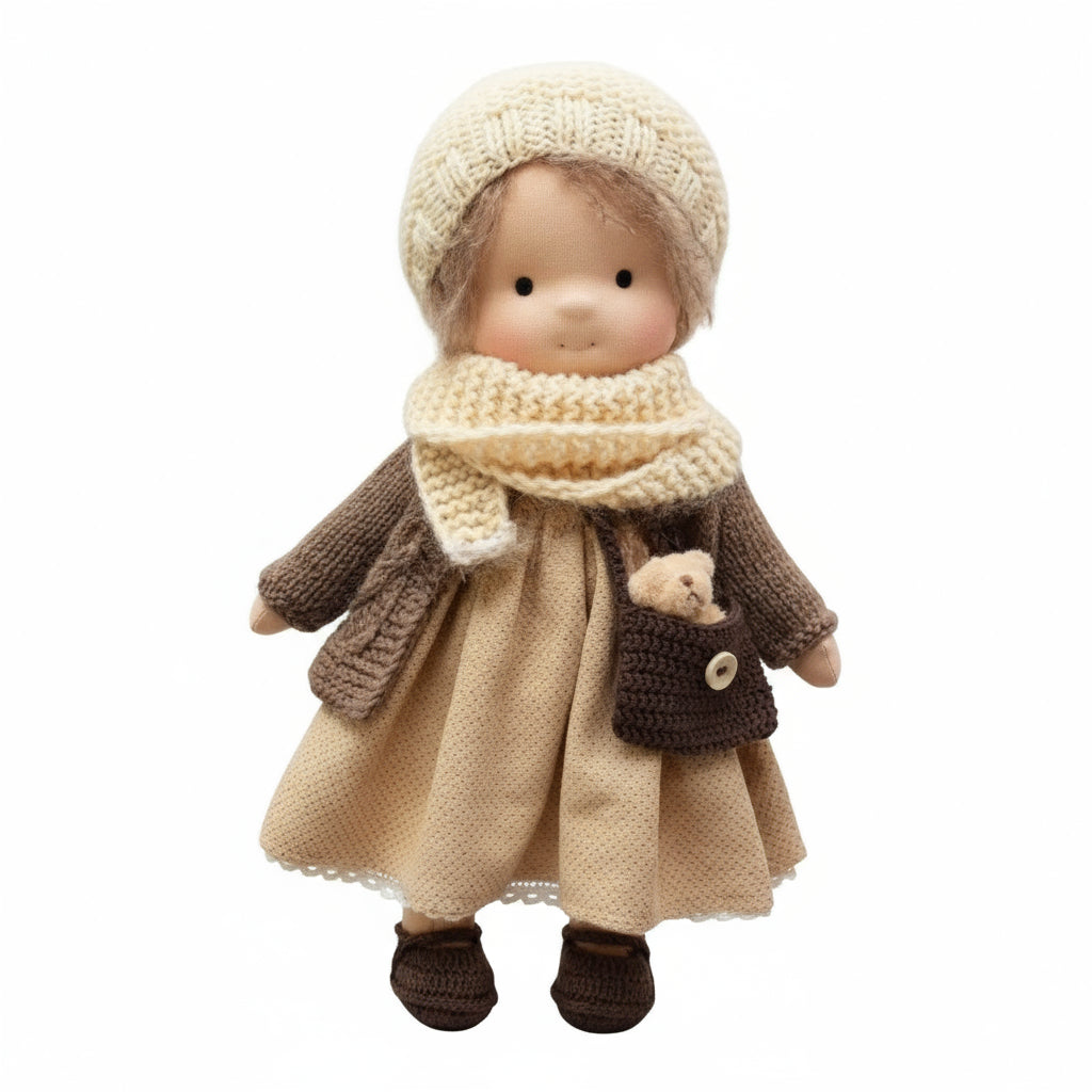 Muñeca Waldorf de algodón hecha a mano para juego creativo