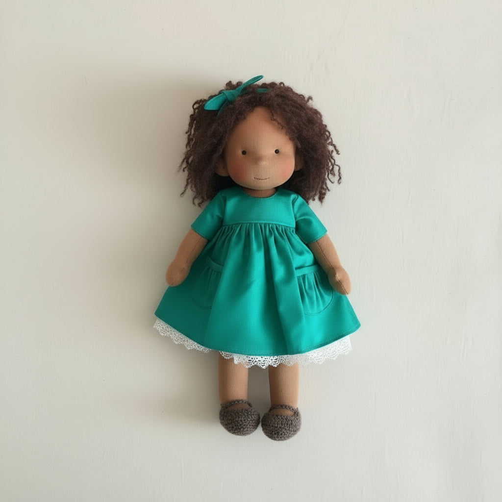 Muñeca Waldorf de algodón hecha a mano para juego creativo
