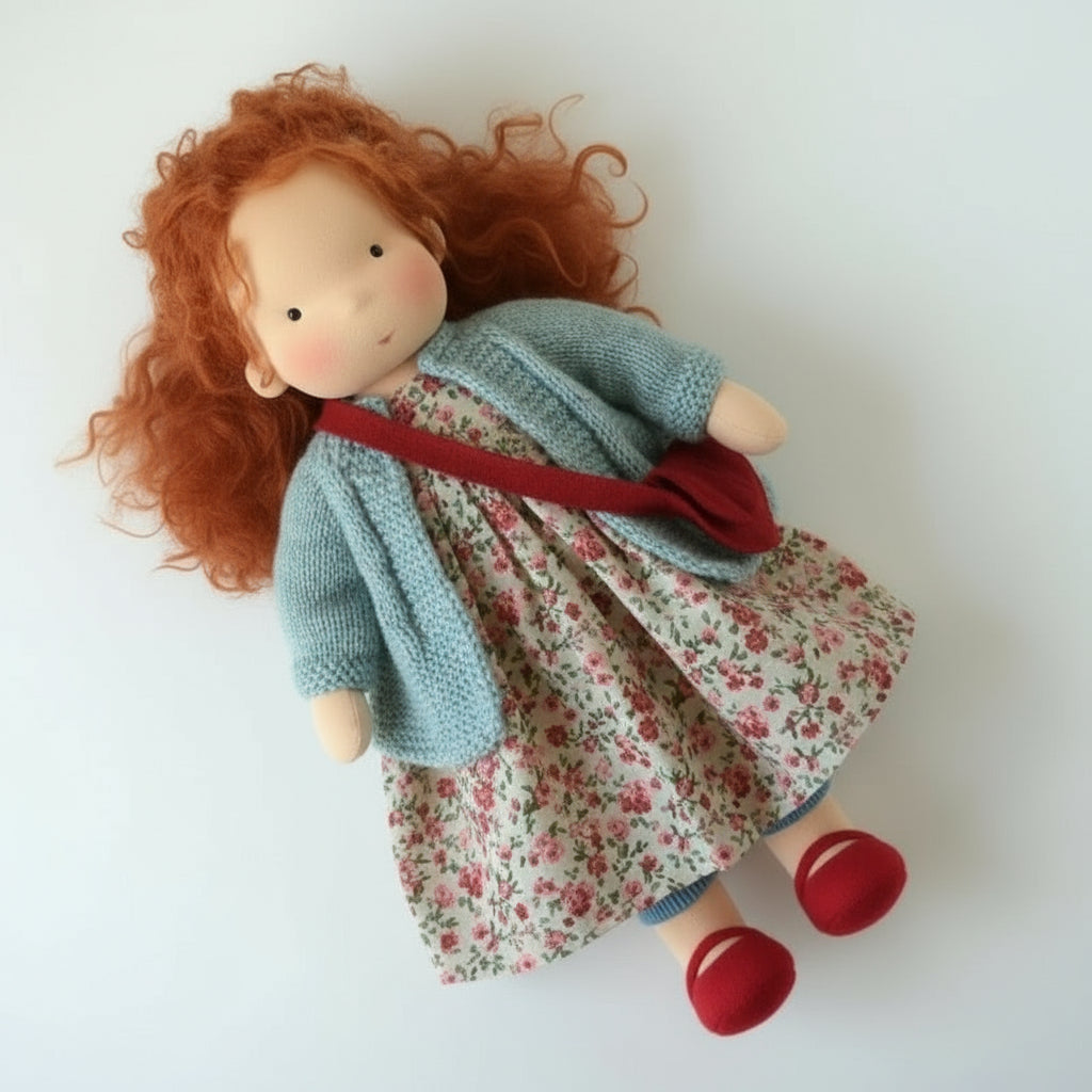 Muñeca Waldorf de algodón hecha a mano para juego creativo