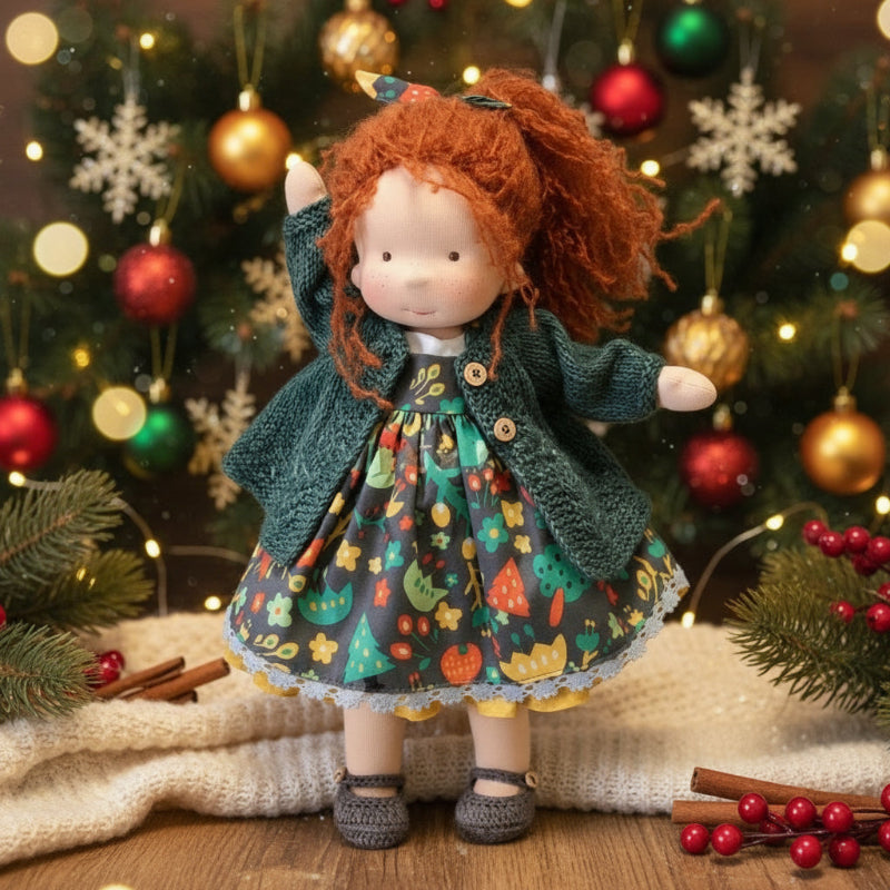Muñeca Waldorf de algodón hecha a mano para juego creativo