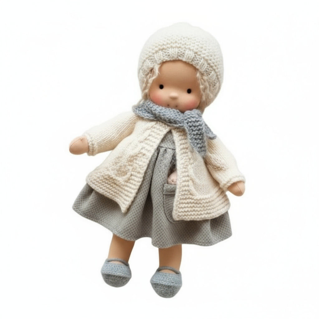 Muñeca Waldorf de algodón hecha a mano para juego creativo