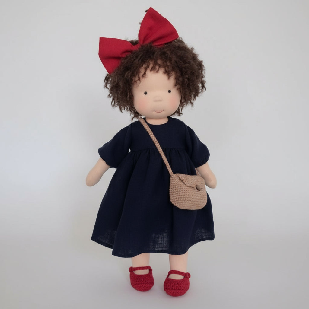 Muñeca Waldorf de algodón hecha a mano para juego creativo