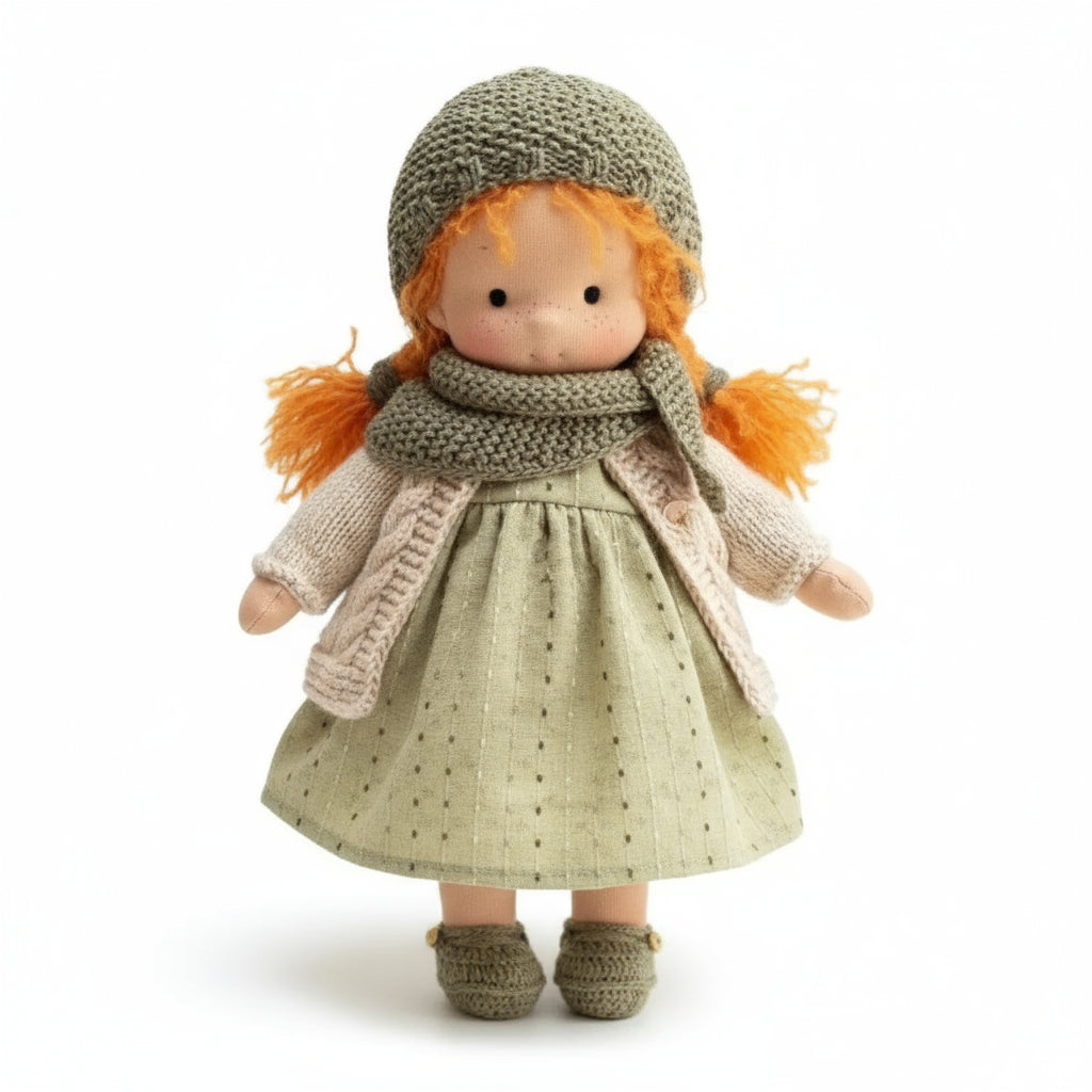 Muñeca Waldorf de algodón hecha a mano para juego creativo
