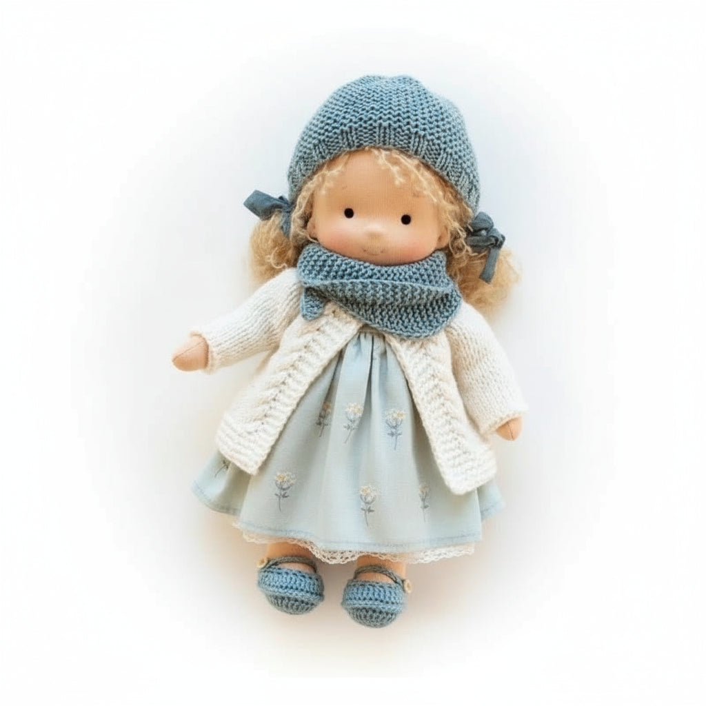 Muñeca Waldorf de algodón hecha a mano para juego creativo