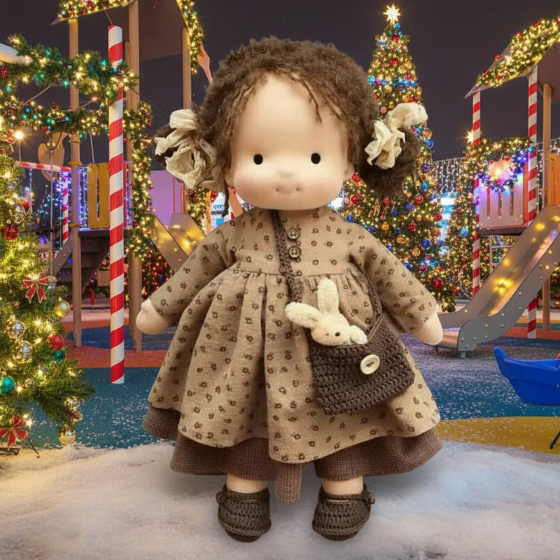 Muñeca Waldorf de algodón hecha a mano para juego creativo