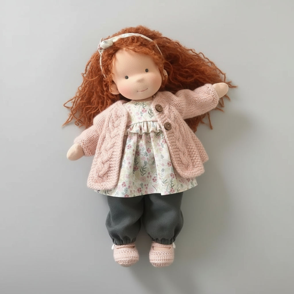 Muñeca Waldorf de algodón hecha a mano para juego creativo
