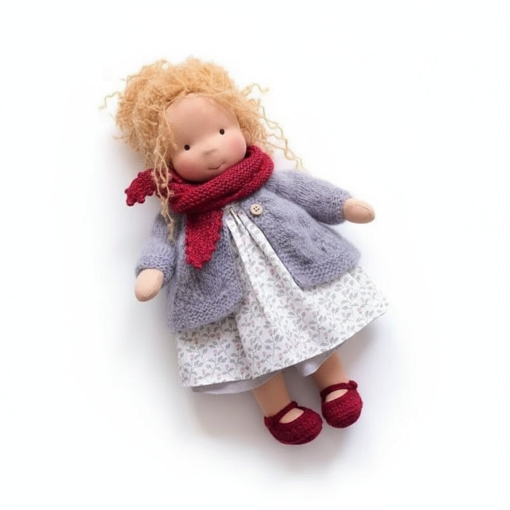 Muñeca Waldorf de algodón hecha a mano para juego creativo