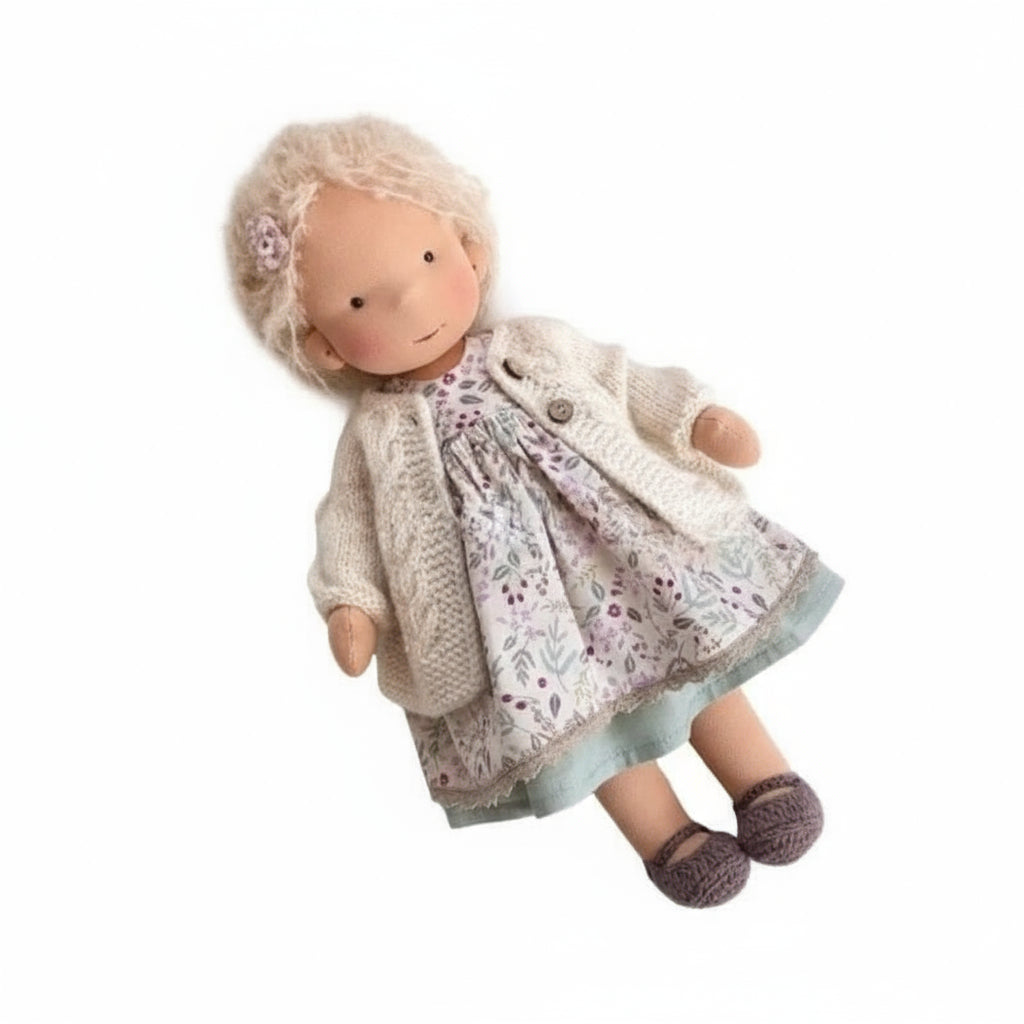 Muñeca Waldorf de algodón hecha a mano para juego creativo