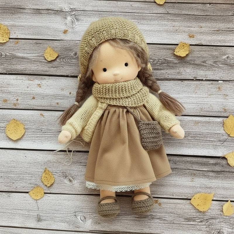 Muñeca Waldorf de algodón hecha a mano para juego creativo