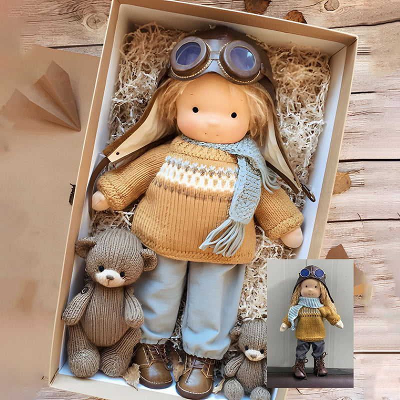 Muñeca Waldorf hecha a mano para niños pequeños - Aspecto natural