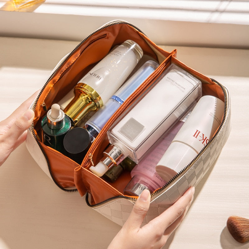 Neceser de maquillaje de lujo a cuadros