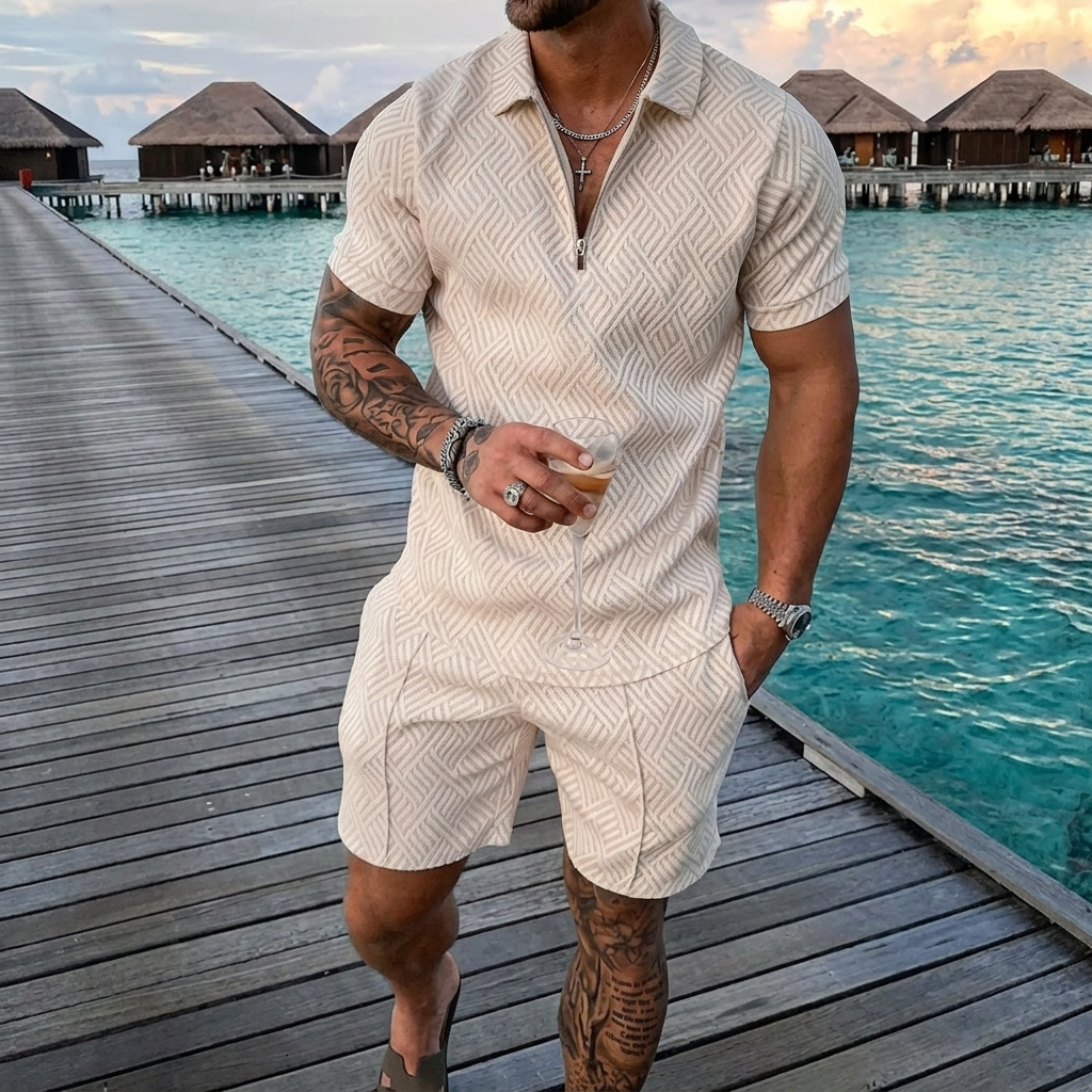 Nuevo conjunto casual de verano de manga corta para hombre