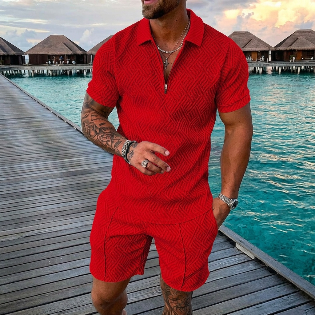Nuevo conjunto casual de verano de manga corta para hombre