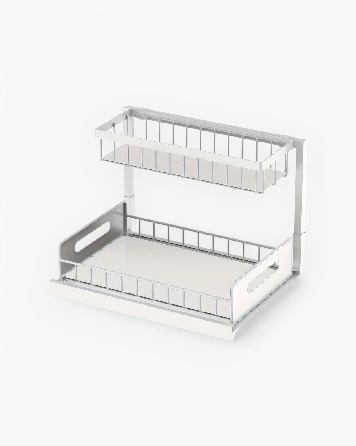 Organizador extraíble para bajo armario de dos niveles en negro y blanco