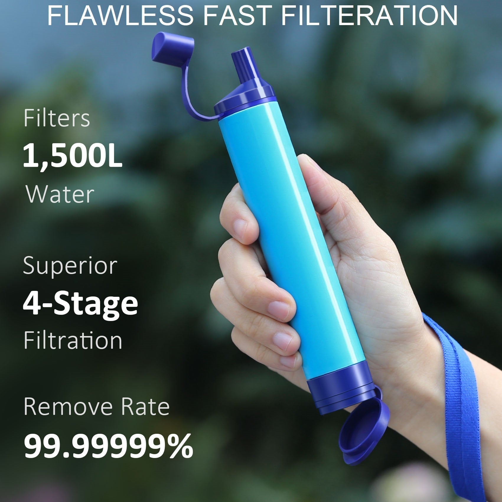Pajita filtro de agua portátil de 5 etapas para aventuras al aire libre