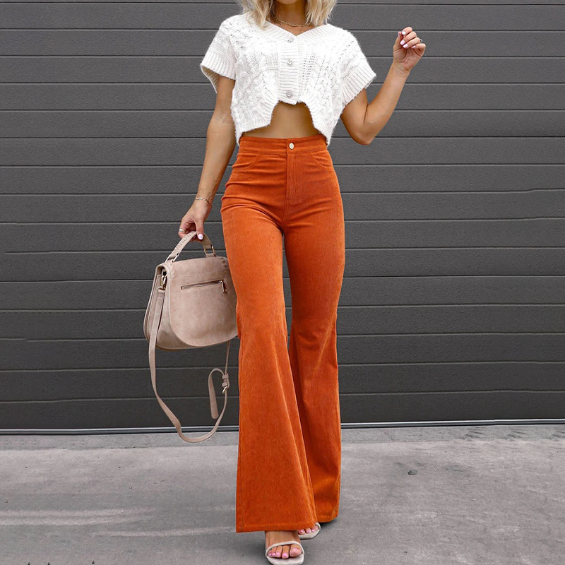 Pantalón acampanado de talle alto para mujer