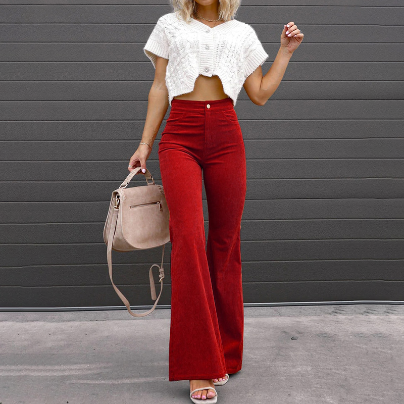 Pantalón acampanado de talle alto para mujer