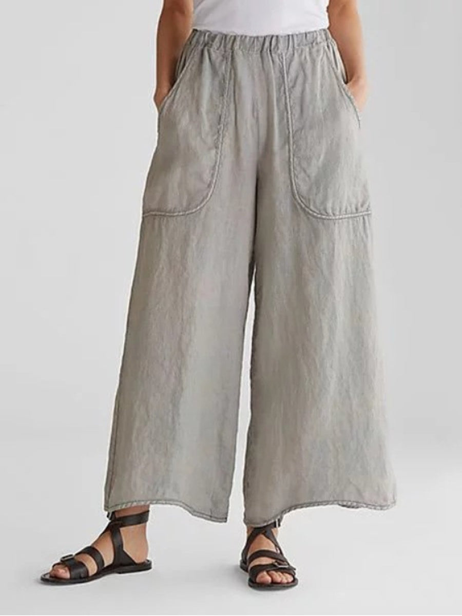Pantalón ancho de lino con cintura cómoda | Lino | Casual y fluido