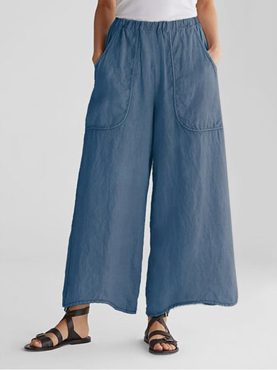 Pantalón ancho de lino con cintura cómoda | Lino | Casual y fluido