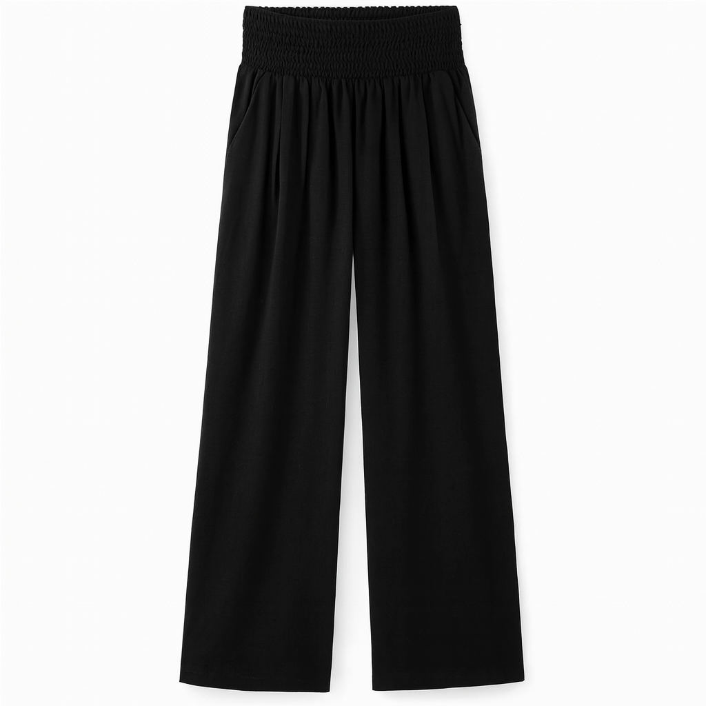 Pantalón ancho de verano para mujer de tejido ligero con cintura elástica y corte holgado
