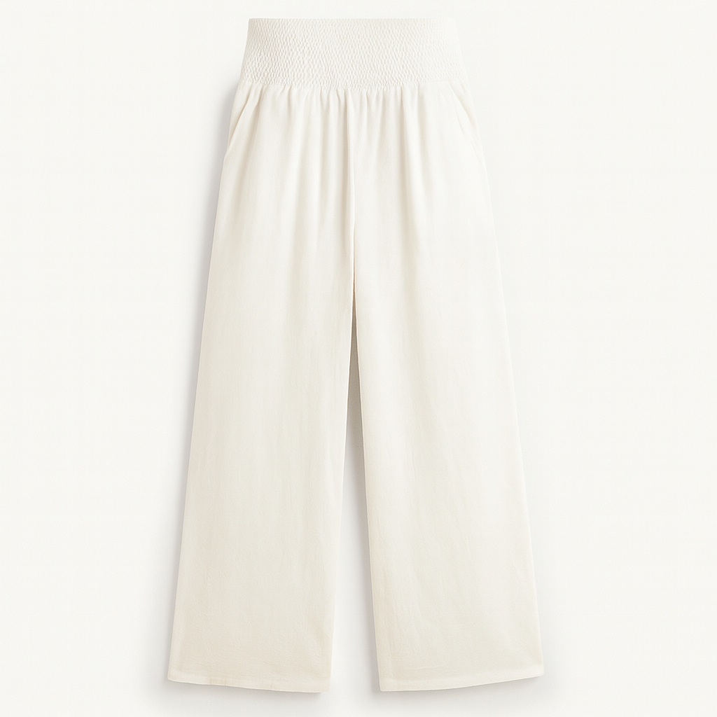 Pantalón ancho de verano para mujer de tejido ligero con cintura elástica y corte holgado