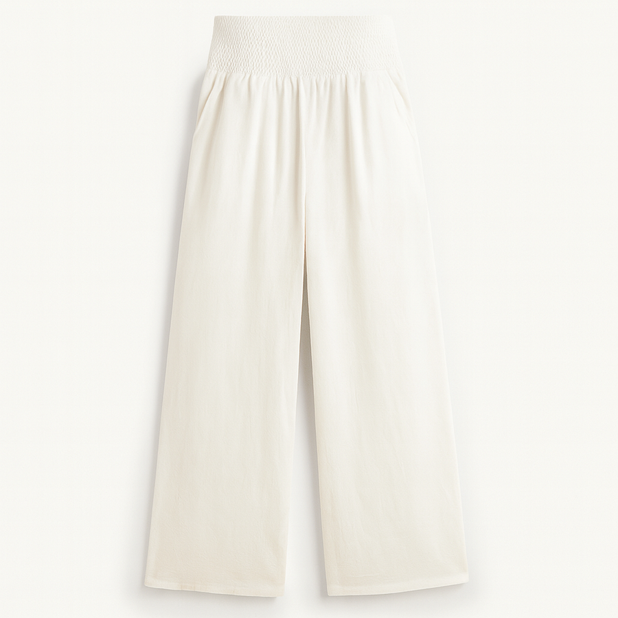 Pantalón ancho de verano para mujer de tejido ligero con cintura elástica y corte holgado
