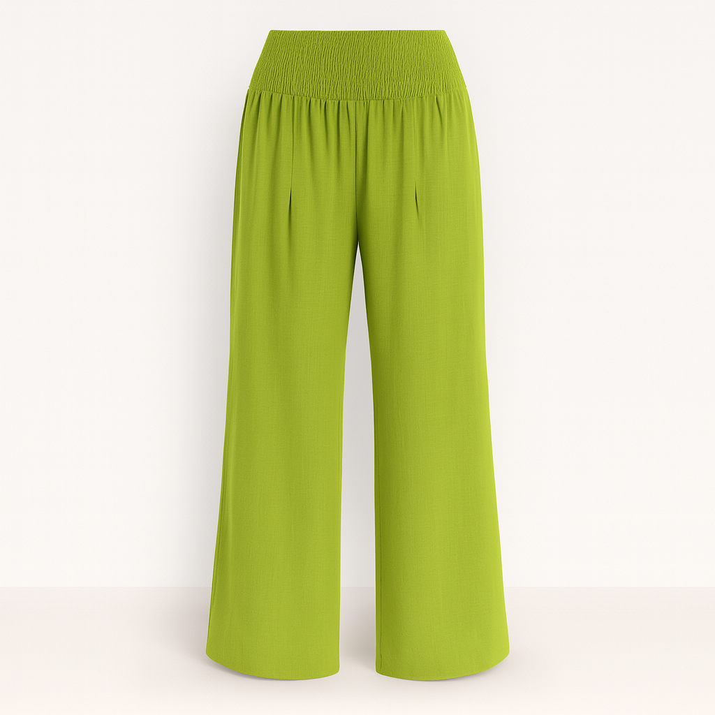 Pantalón ancho de verano para mujer de tejido ligero con cintura elástica y corte holgado