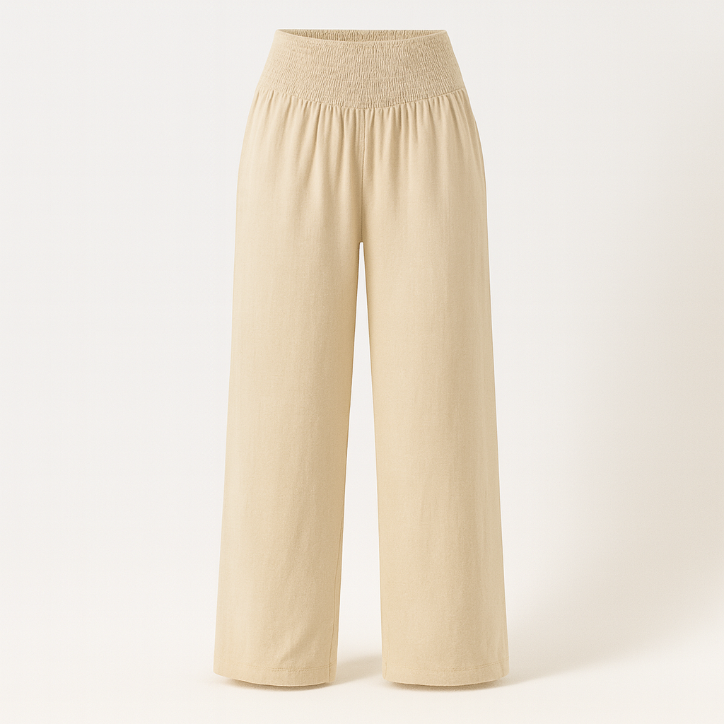 Pantalón ancho de verano para mujer de tejido ligero con cintura elástica y corte holgado