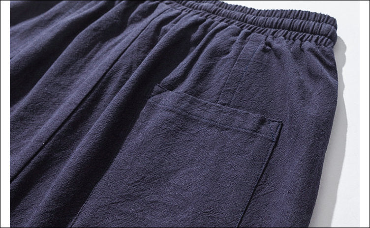 Pantalón bombacho de algodón y lino