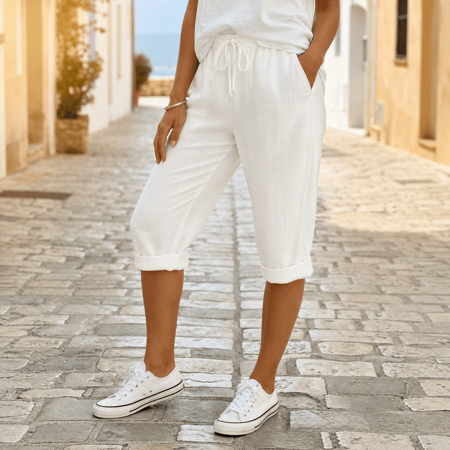 Pantalón capri con cordón ajustable