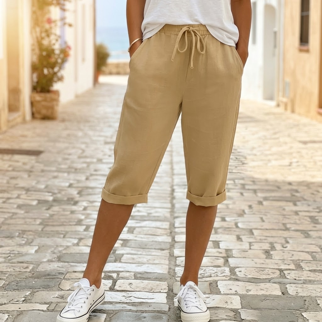 Pantalón capri con cordón ajustable