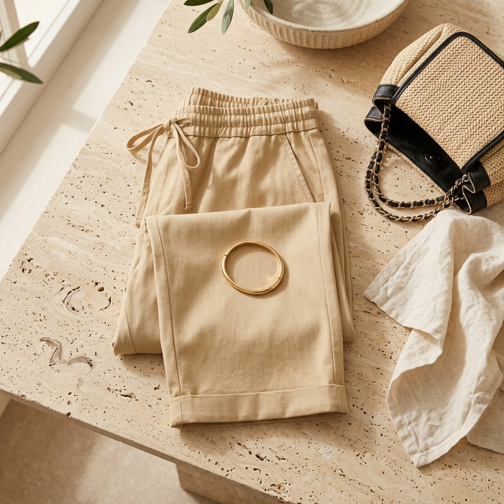Pantalón capri con cordón ajustable