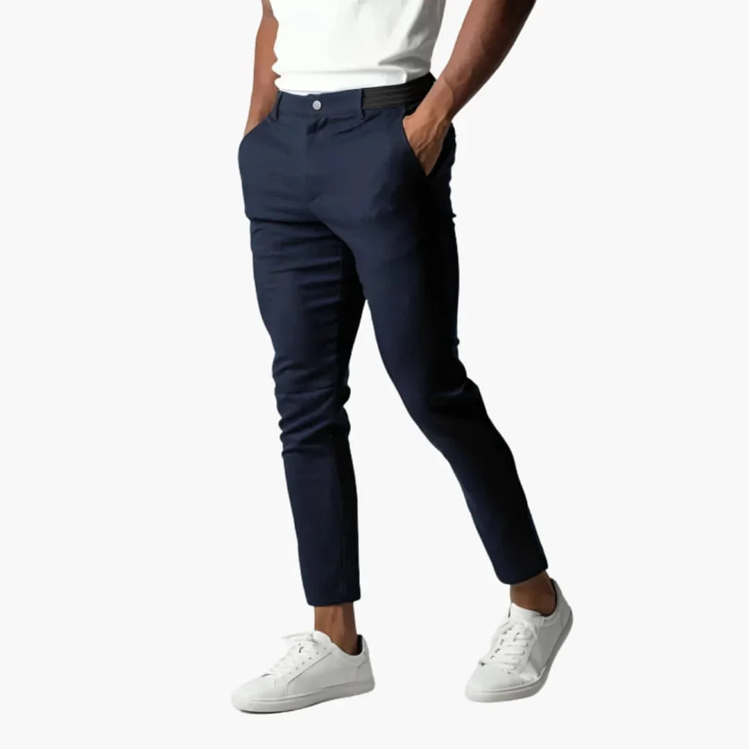 Pantalón chino elástico para hombre con cintura y corte recto