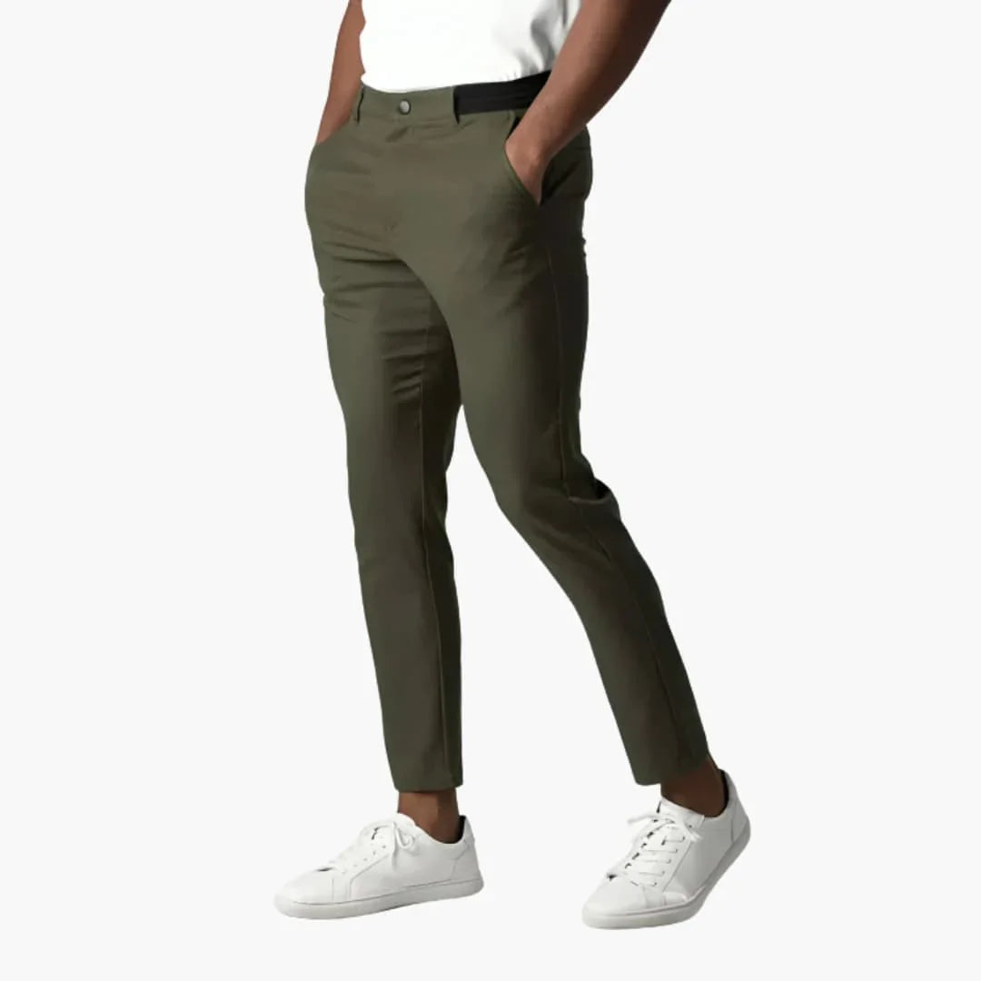 Pantalón chino elástico para hombre con cintura y corte recto