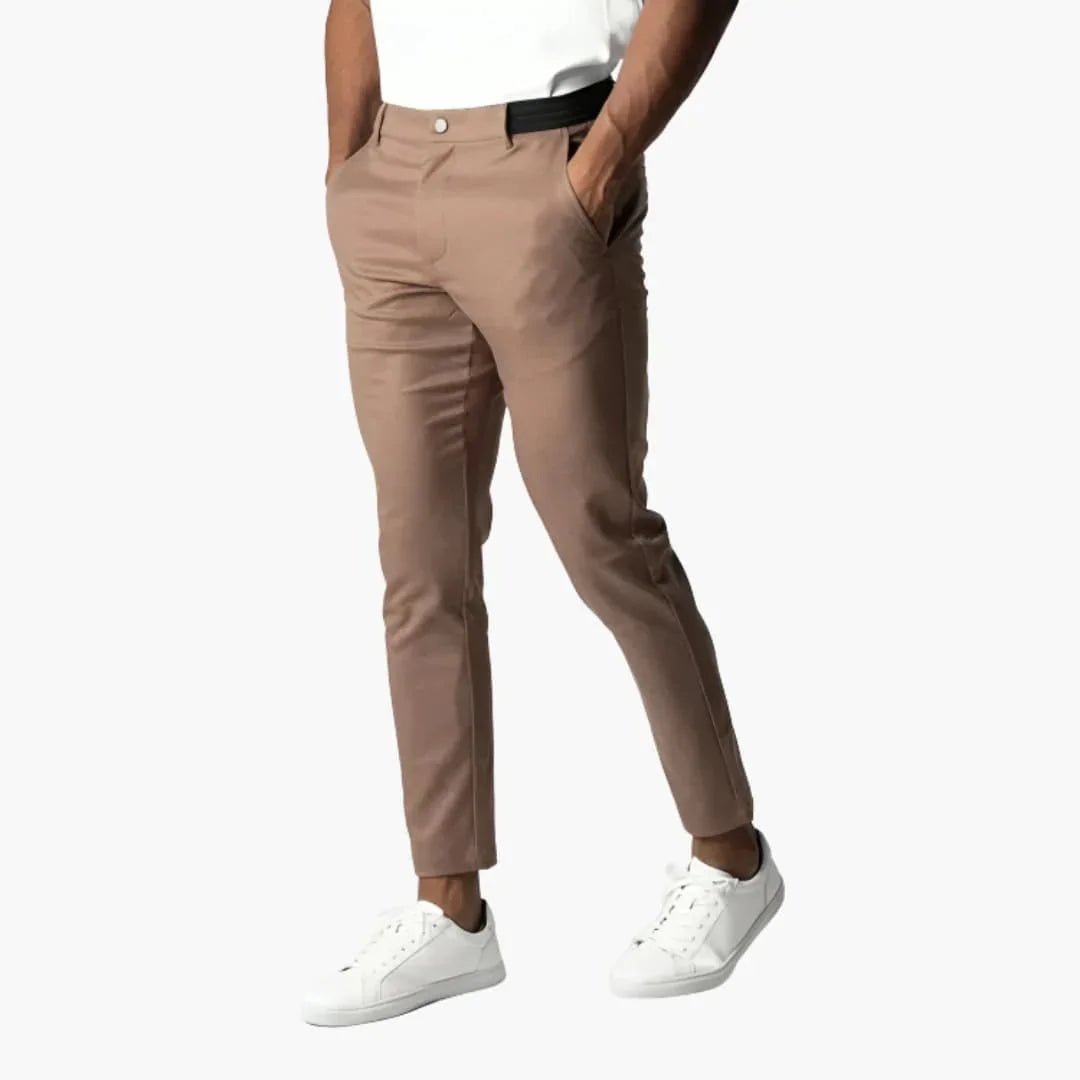 Pantalón chino elástico para hombre con cintura y corte recto