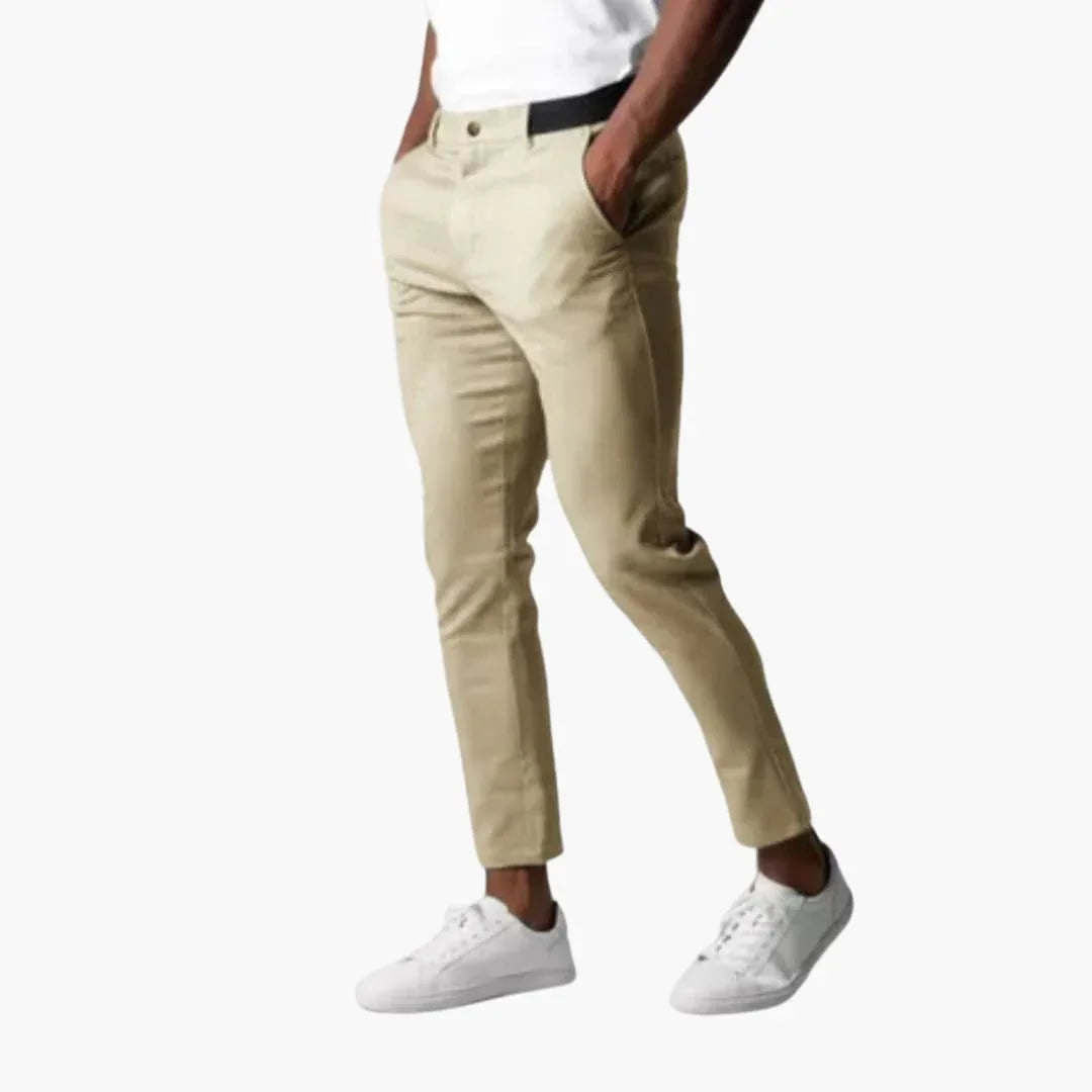 Pantalón chino elástico para hombre con cintura y corte recto