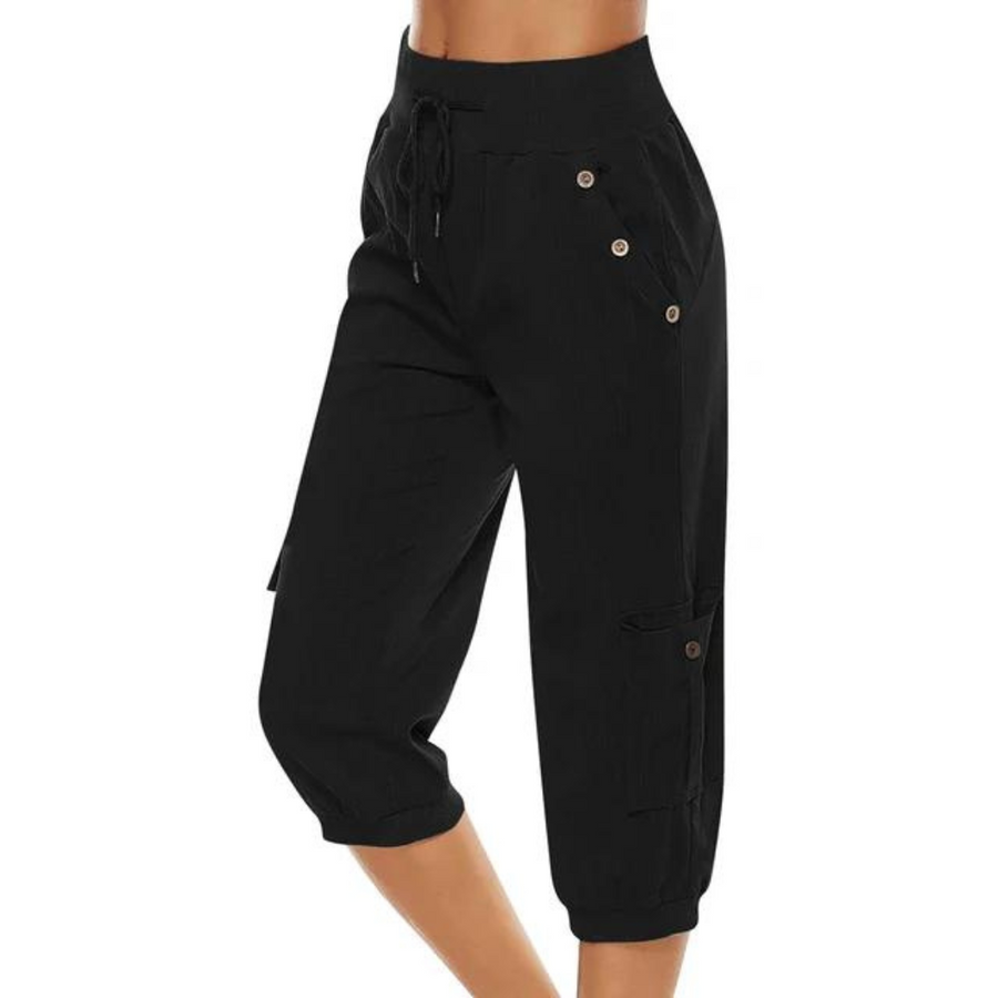 Pantalón corto cropped para mujer con cintura elástica
