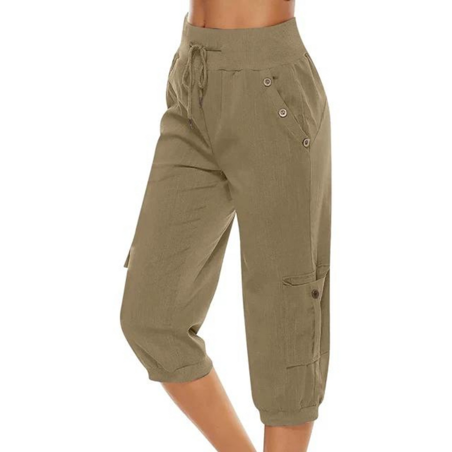Pantalón corto cropped para mujer con cintura elástica