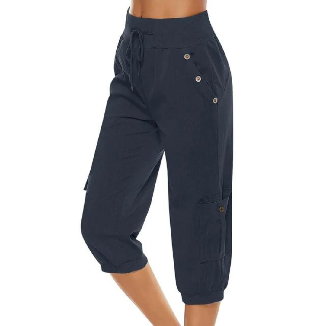 Pantalón corto cropped para mujer con cintura elástica