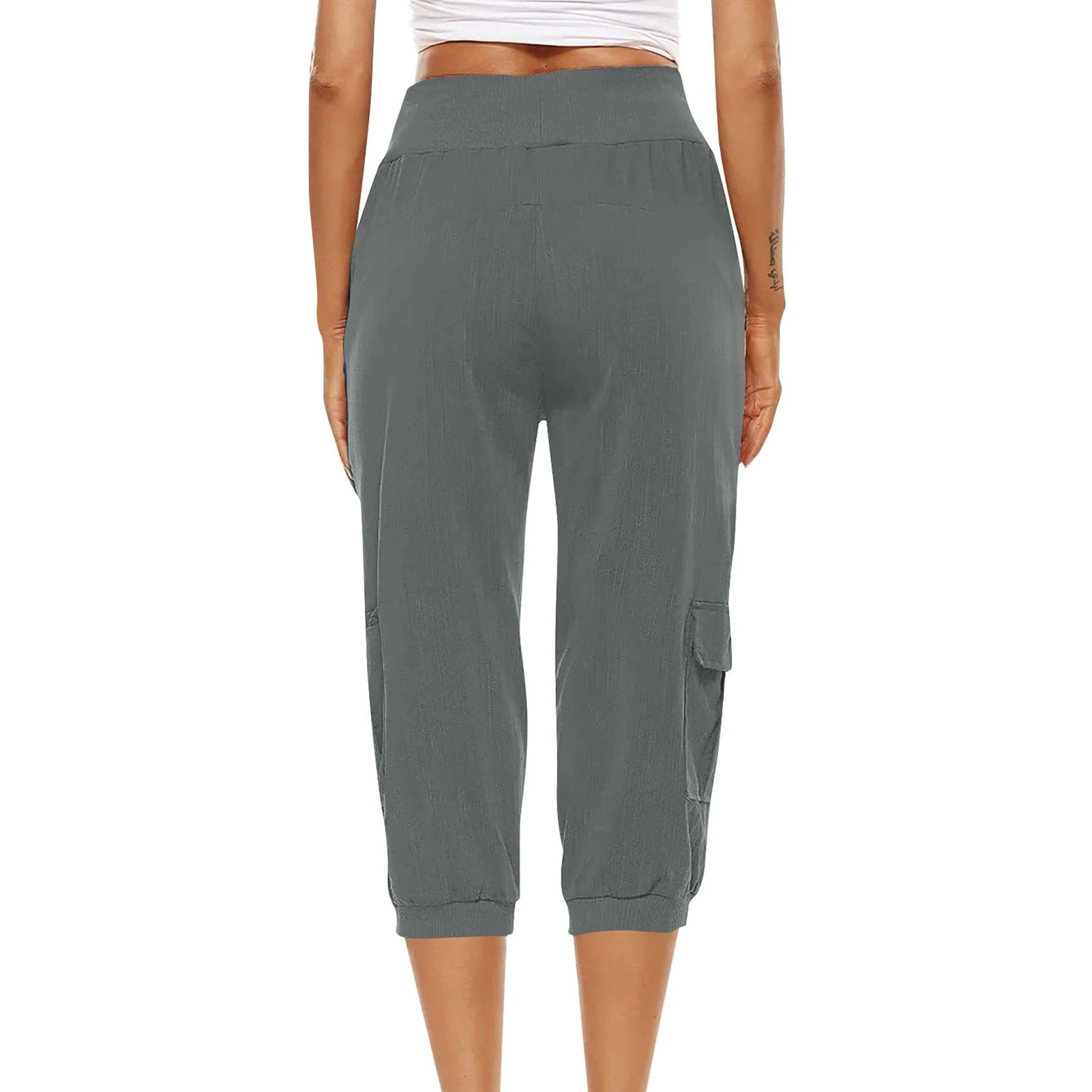 Pantalón corto cropped para mujer con cintura elástica
