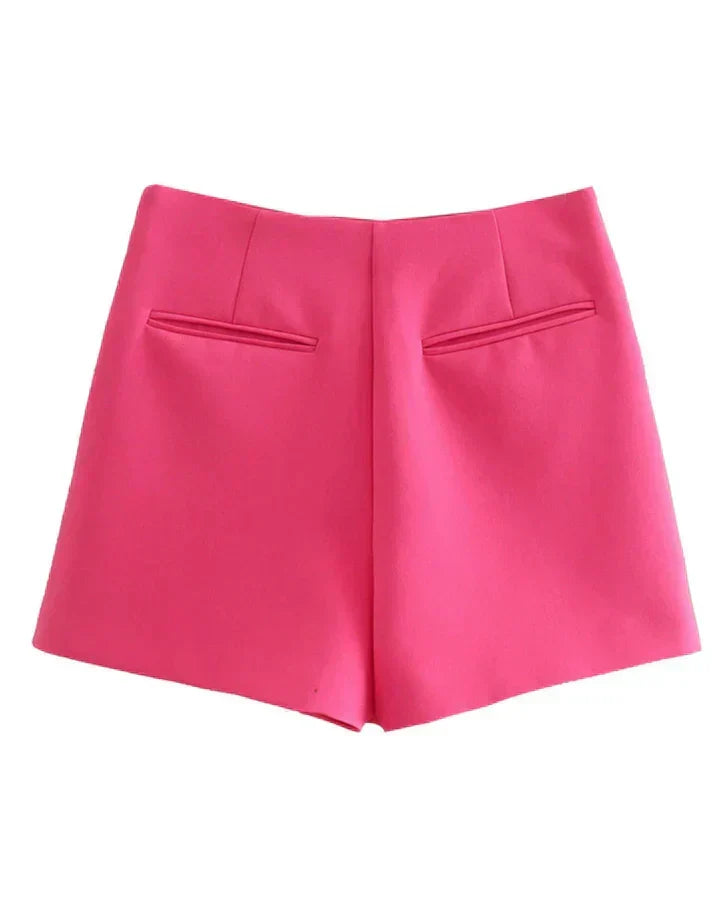 Pantalón corto elegante de tiro alto y corte ajustado para mujer