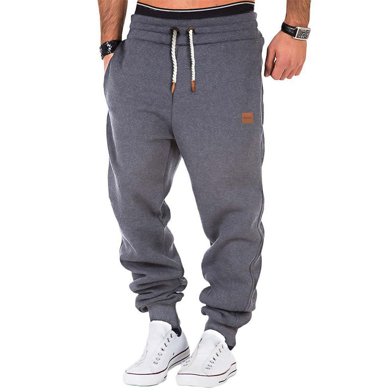 Pantalón de chándal para hombre unicolor con cordón y cintura elástica