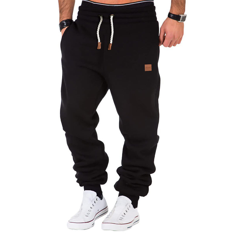 Pantalón de chándal para hombre unicolor con cordón y cintura elástica