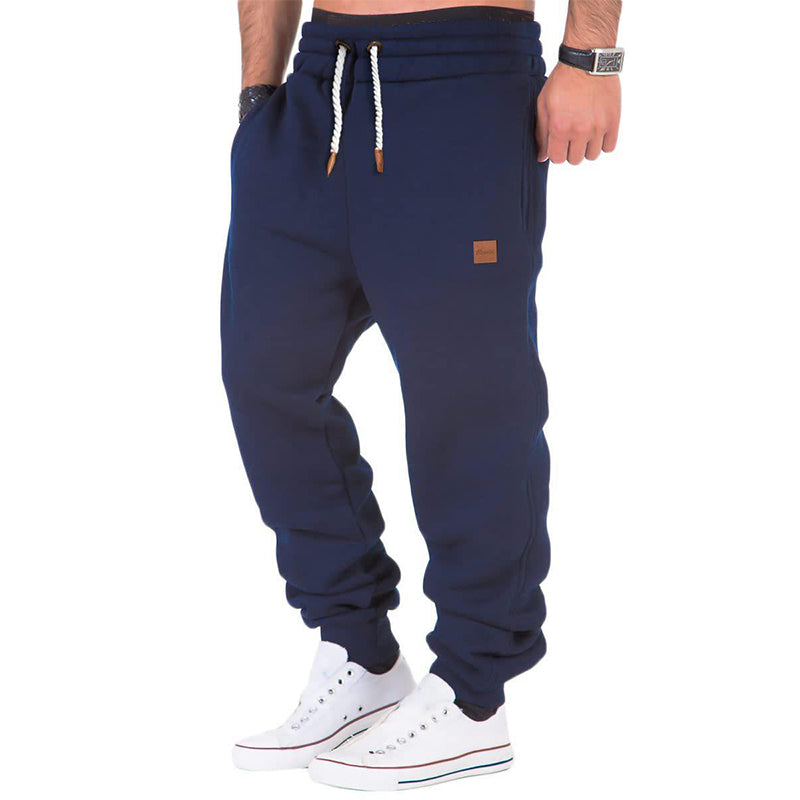 Pantalón de chándal para hombre unicolor con cordón y cintura elástica
