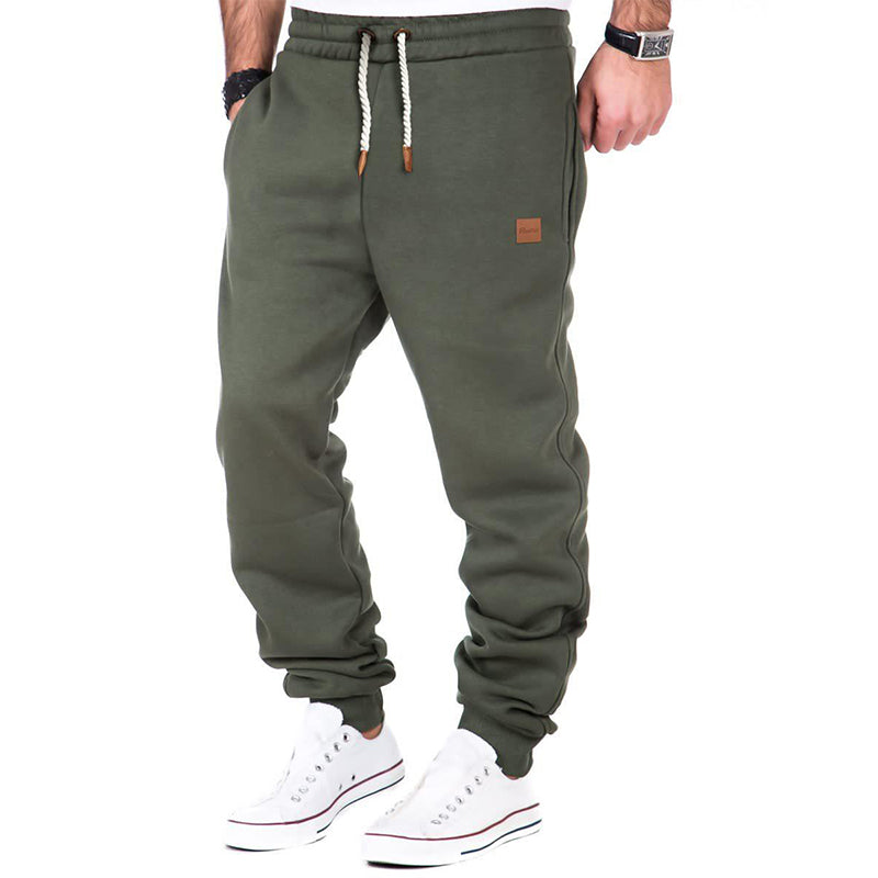 Pantalón de chándal para hombre unicolor con cordón y cintura elástica