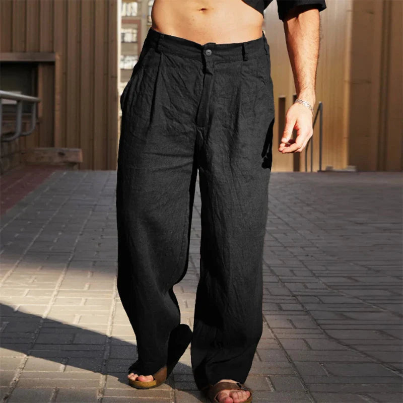 Pantalón de hombre con pinzas y pierna ancha