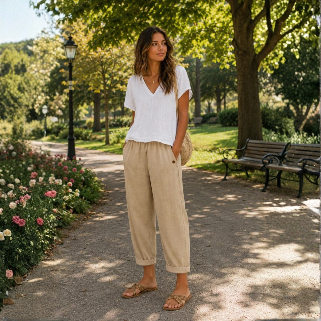 Pantalón de lino - Pantalón de mujer ligero y de corte holgado