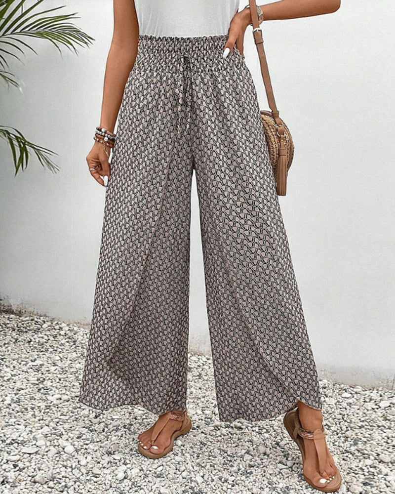 Pantalón de ocio ligero y fluido con pierna ancha y cintura elástica