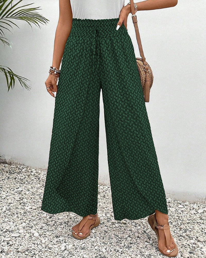Pantalón de ocio ligero y fluido con pierna ancha y cintura elástica